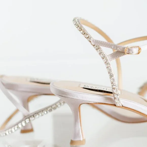 Badgley Mischka Kenya Lavender Satin Kitten Heel Women's 9.5 - Picture 5 of 14